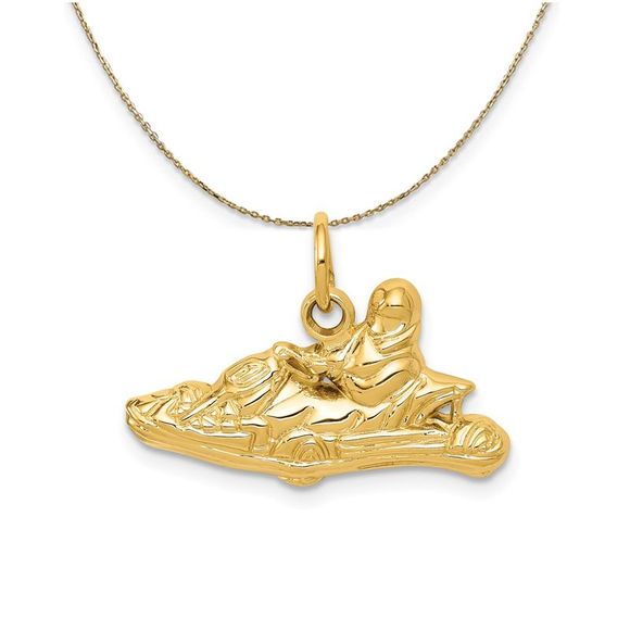 14k Yellow Gold 2D Go-Kart Necklace - 30 Inch - Picture 1 of 7